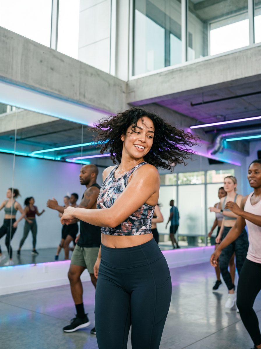 Clase de baile fitness en grupo